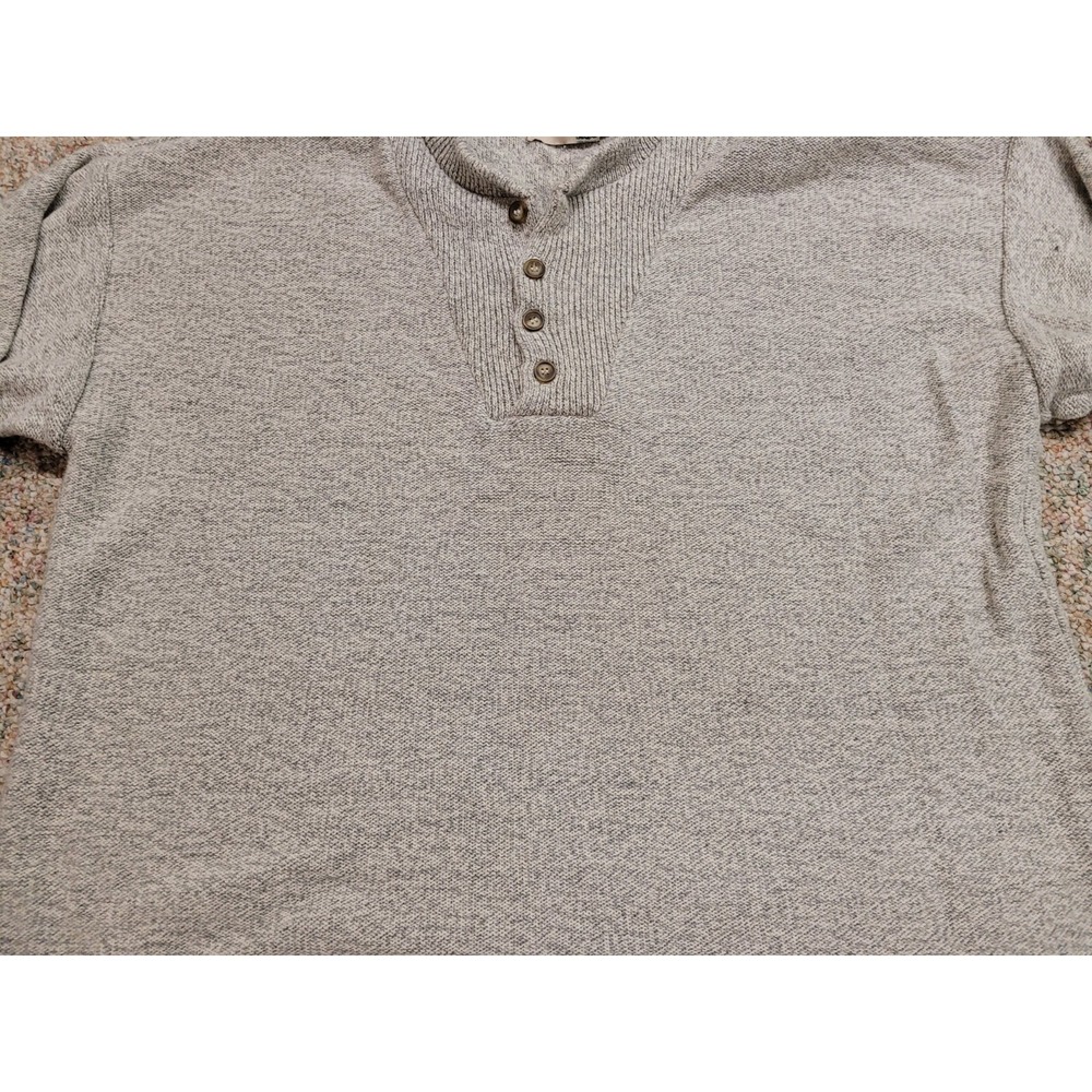 Fieldmaster Henley Sweater Mens 2XL Gray Vintage Cotton Knit Made in USA 90s - Picture 5 of 16